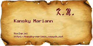 Kansky Mariann névjegykártya
